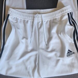 Adidas- White Workout pants with leg zippers - (L)